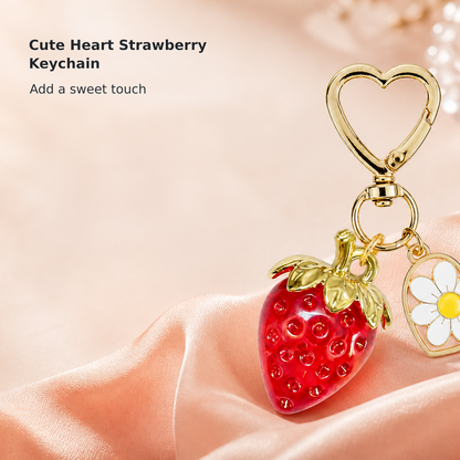 Cute Strawberry, Heart, and Daisy Keychain